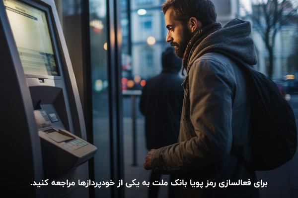 مراجعه به یکی از خودپردازهای بانک ملت؛ اقدامی ضروری برای فعالسازی رمز پویا