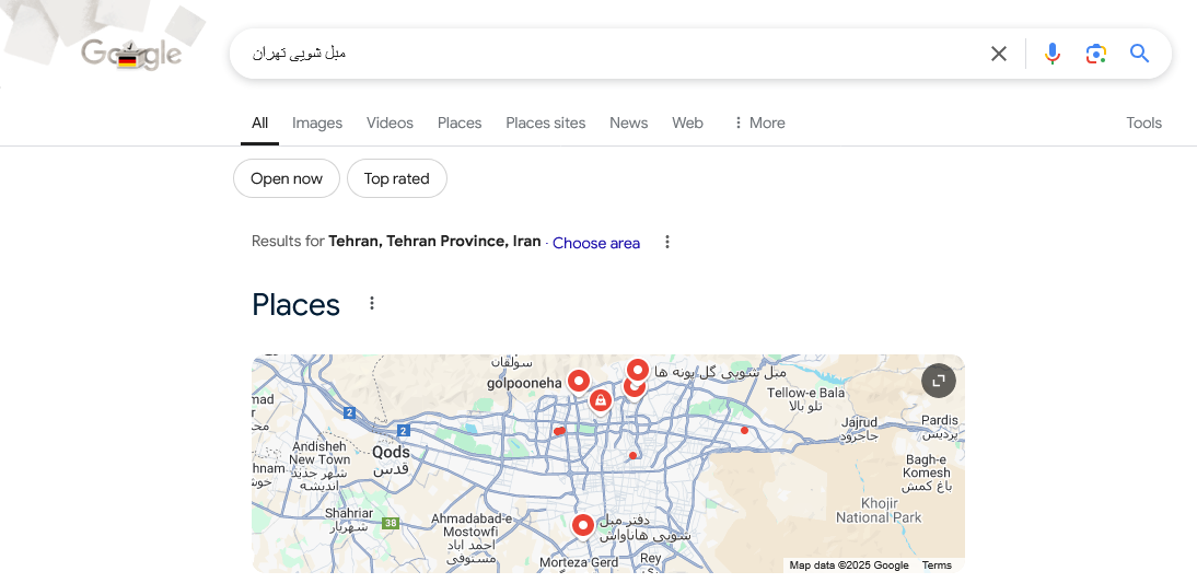 تبلیغ مبل شویی با ثبت مکان در نقشه گوگل